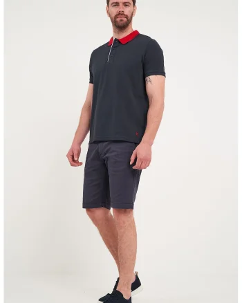 Bermude chino cu model uni, Bleumarin