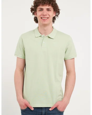 Tricou polo de bumbac din pique, Verde pal