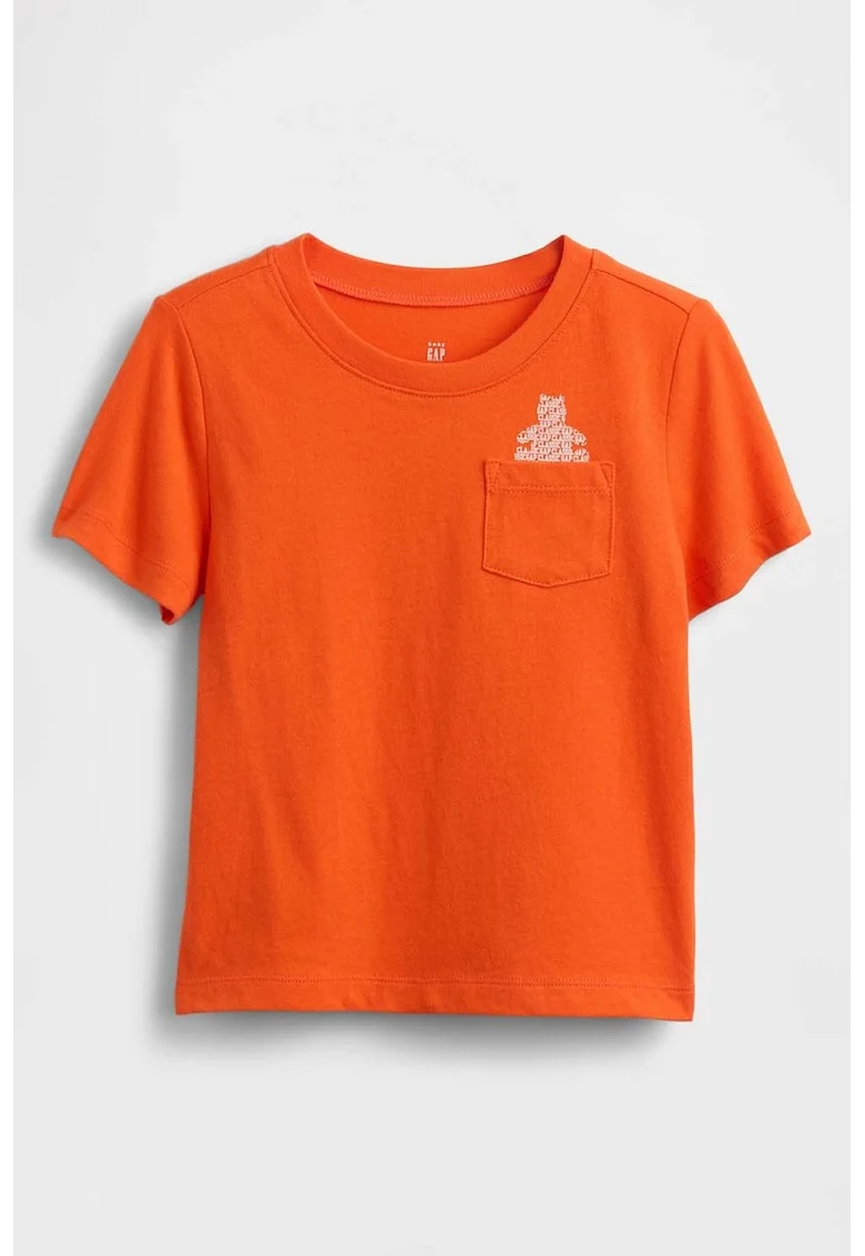 Tricou cu imprimeu pe partea din spate, Alb/Portocaliu mandarina