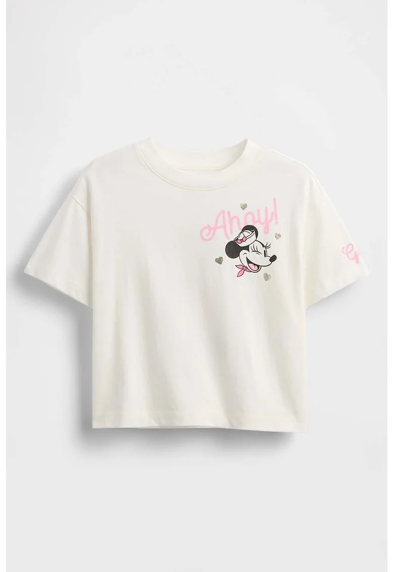 Tricou cu imprimeu Minnie Mouse, Alb/Negru/Roz