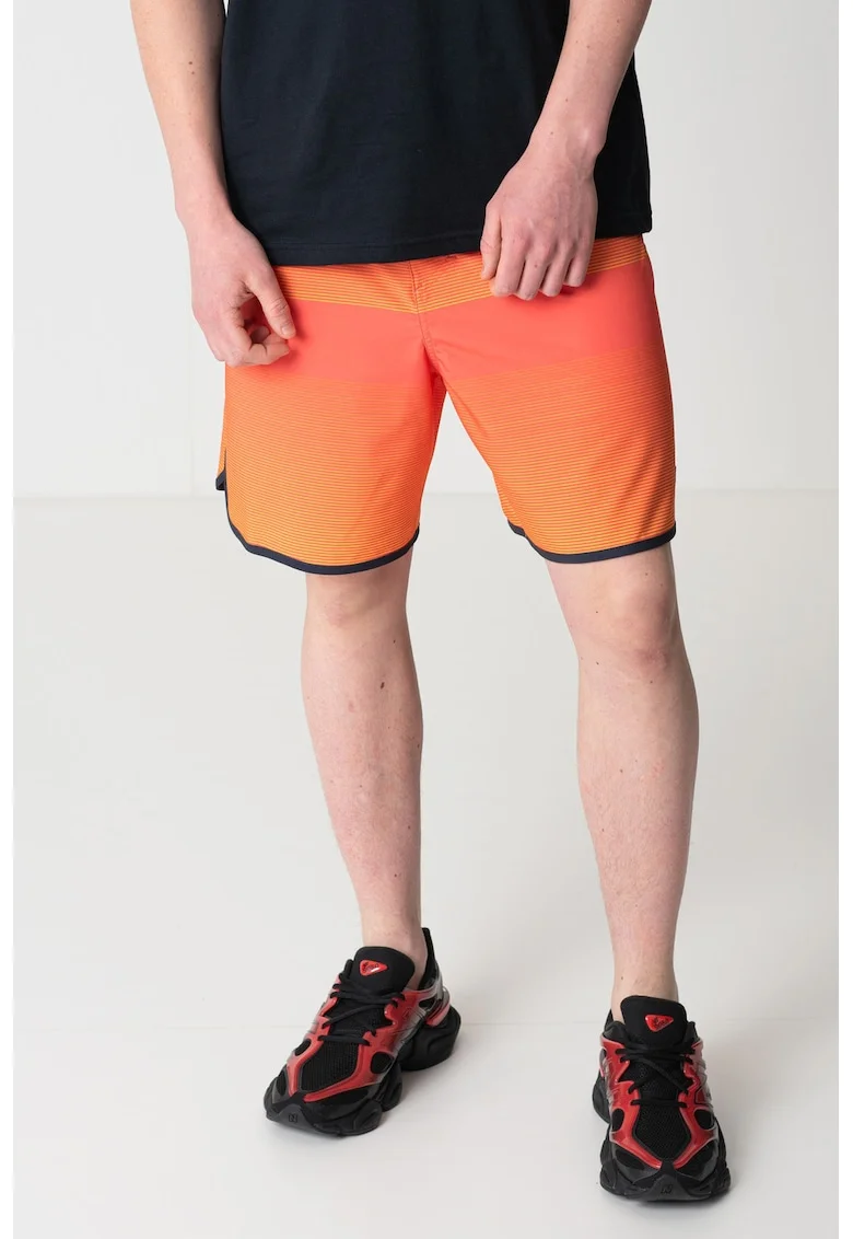 Pantaloni scurti de baie cu snur de ajustare, Negru/Portocaliu