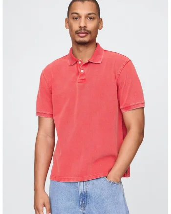 Tricou polo cu model uni, Rosu