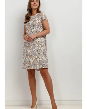 Rochie cu imprimeu floral si amestec din in
