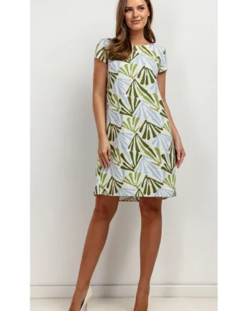 Rochie din amestec din in cu imprimeu