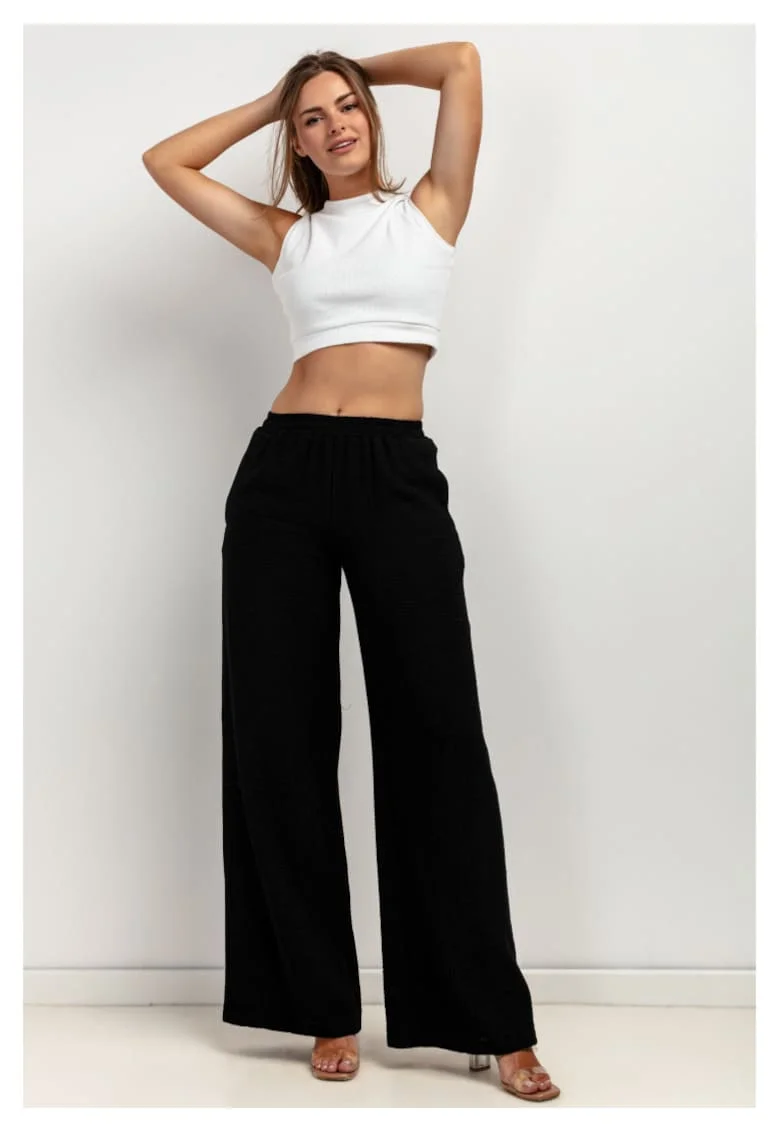 Pantaloni ampli cu talie elastica