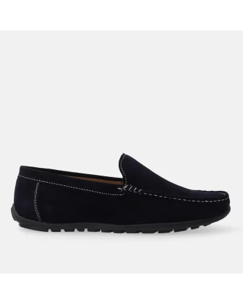 Pantofi loafer din piele intoarsa cu cusaturi decorative
