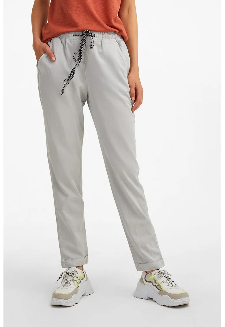Pantaloni din amestec de lyocell cu snur, Gri deschis