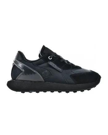 Pantofi sport de piele si piele intoarsa cu logo, Negru/Gri carbune