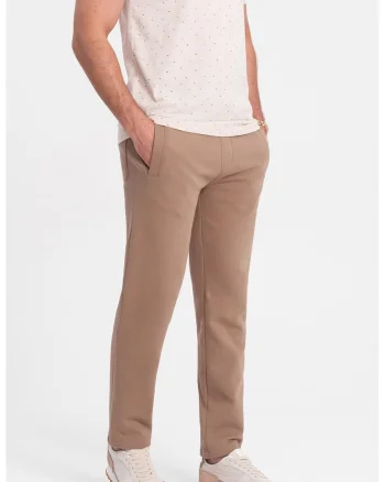 Pantaloni de trening slim fit cu buzunare laterale, Maro camel