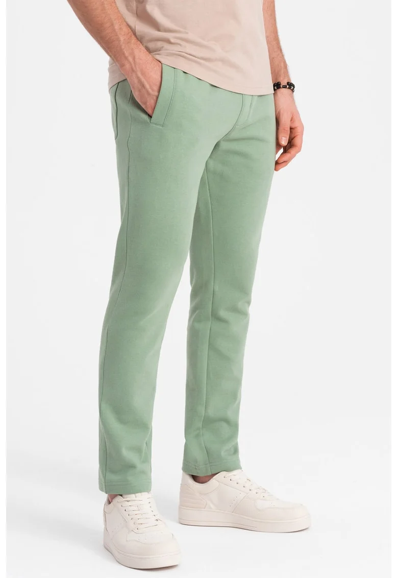 Pantaloni de trening slim fit cu buzunare laterale, Verde aquamarin