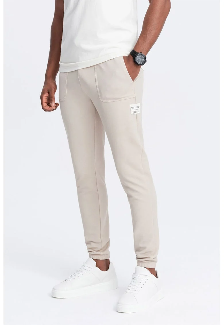Pantaloni de trening cu talie ajustabila, Bej deschis