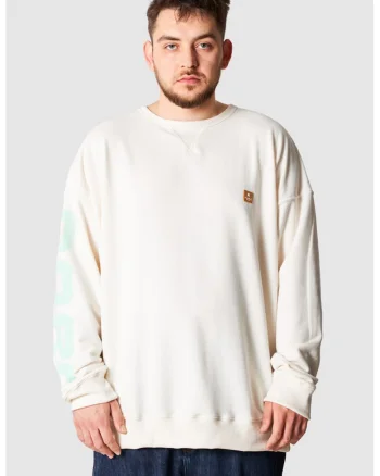 Bluza de trening cu logo aplicat si model unisex, Alb/Turcoaz