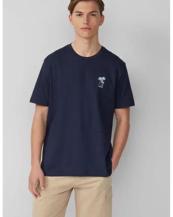 Tricou regular fit cu model grafic discret, Bleumarin