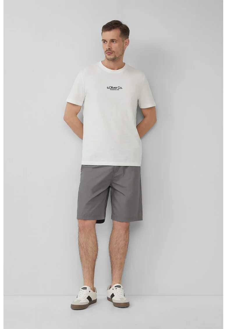 Bermude relaxed fit din bumbac cu snur de ajustare, Gri inchis