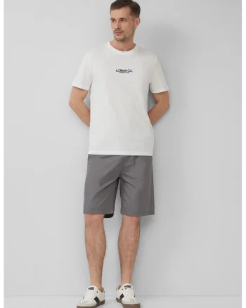 Bermude relaxed fit din bumbac cu snur de ajustare, Gri inchis