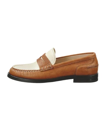 Pantofi loafer de piele, Alb/Maro scortisoara