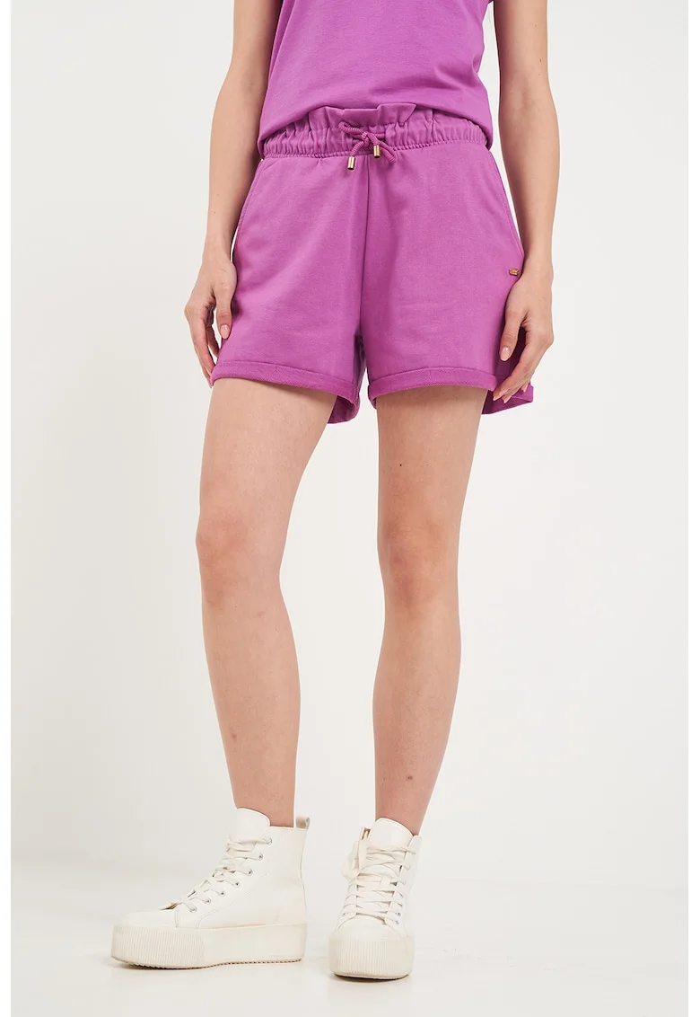 Pantaloni scurti de trening cu buzunare oblice, Roz fandango