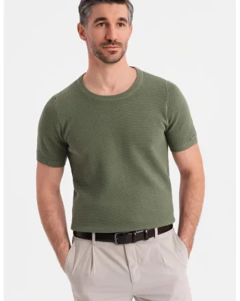 Tricou cu aspect texturat, Verde sparanghel