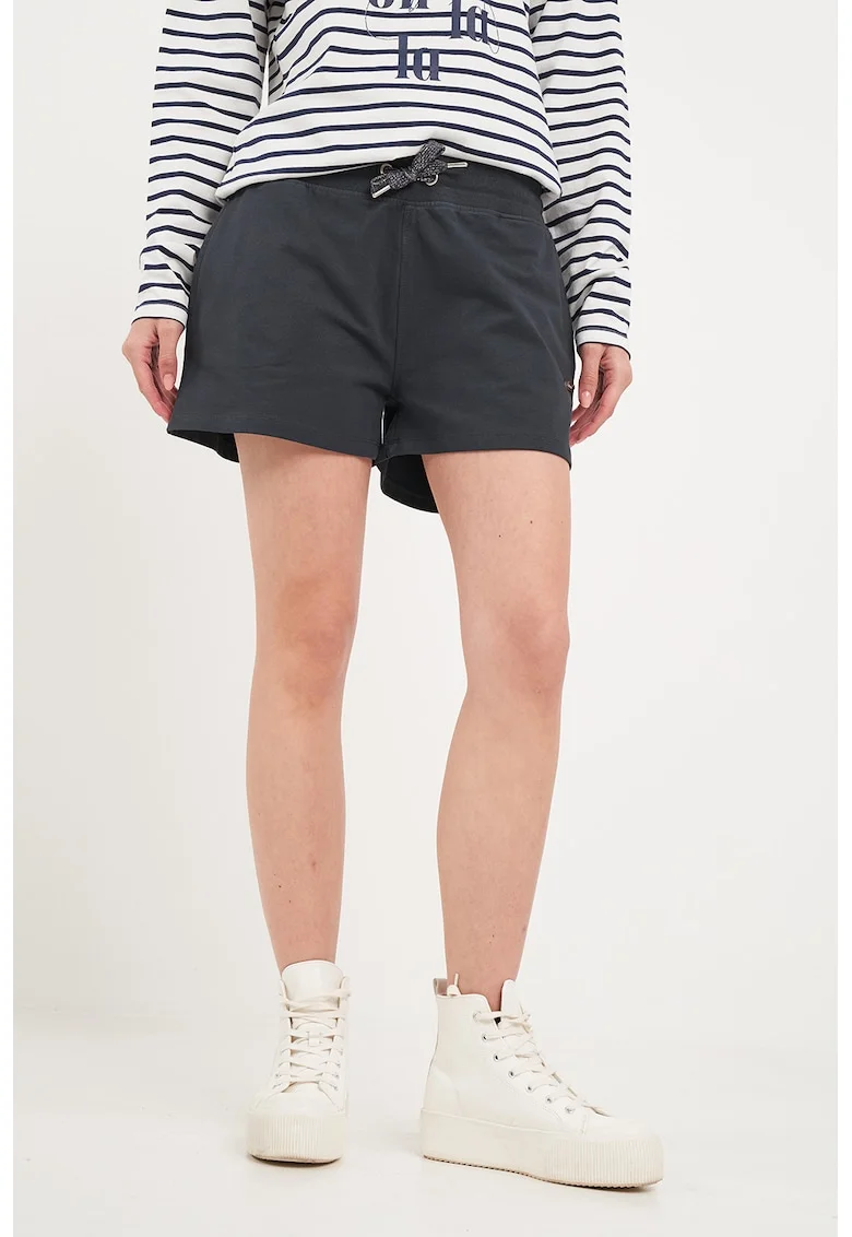 Pantaloni scurti din amestec de bumbac cu snururi, Gri antracit