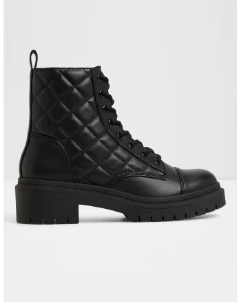 Bocanci din piele ecologica cu aplicatie cap-toe Goer, Negru stins