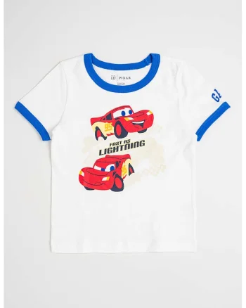 Tricou de bumbac cu detalii contrastante, Alb/Albastru