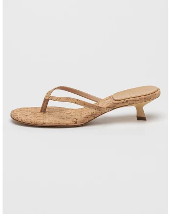 Papuci flip-flop cu toc kitten Carolyn, Bej