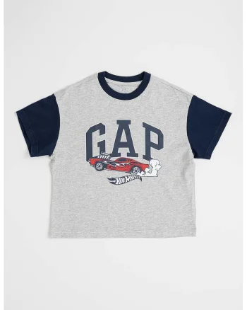 Tricou cu imprimeu Hot Wheels, Gri melange/Bleumarin
