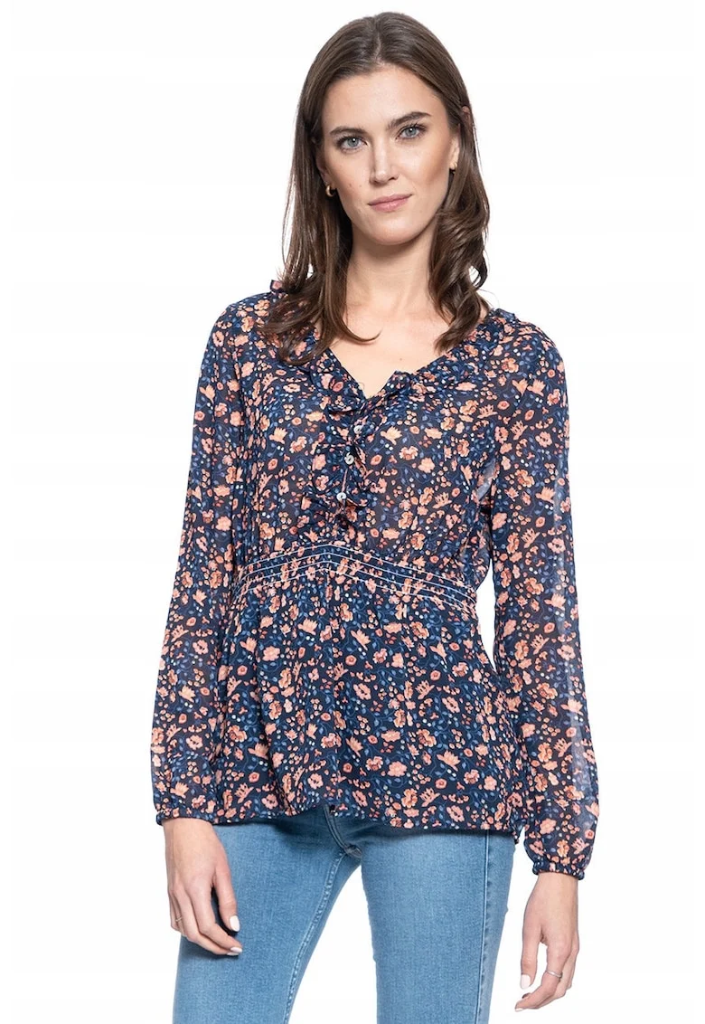 Bluza Dama,  Emma V Flounce, Croi Normal, Lejera, Inchidere: Nasturi, Material: 100% Bumbac, M Intl, Multicolor