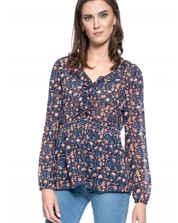 Bluza Dama,  Emma V Flounce, Croi Normal, Lejera, Inchidere: Nasturi, Material: 100% Bumbac, M Intl, Multicolor