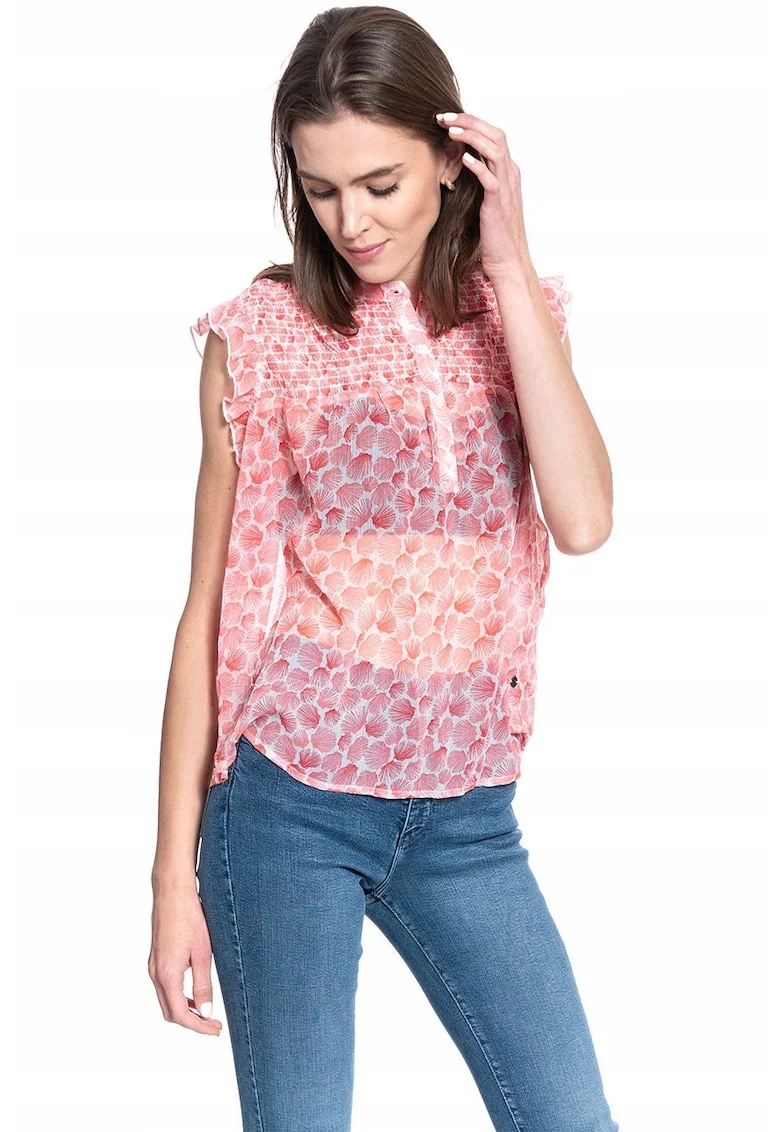Bluza Dama,  Bluza Smock Elsa, Croi Normal, Inchidere: Nasturi, Compozitie Material: 100% Bumbac, Croi: Drept, Marime S, Roz
