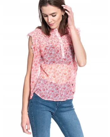 Bluza Dama,  Bluza Smock Elsa, Croi Normal, Inchidere: Nasturi, Compozitie Material: 100% Bumbac, Croi: Drept, Marime S, Roz