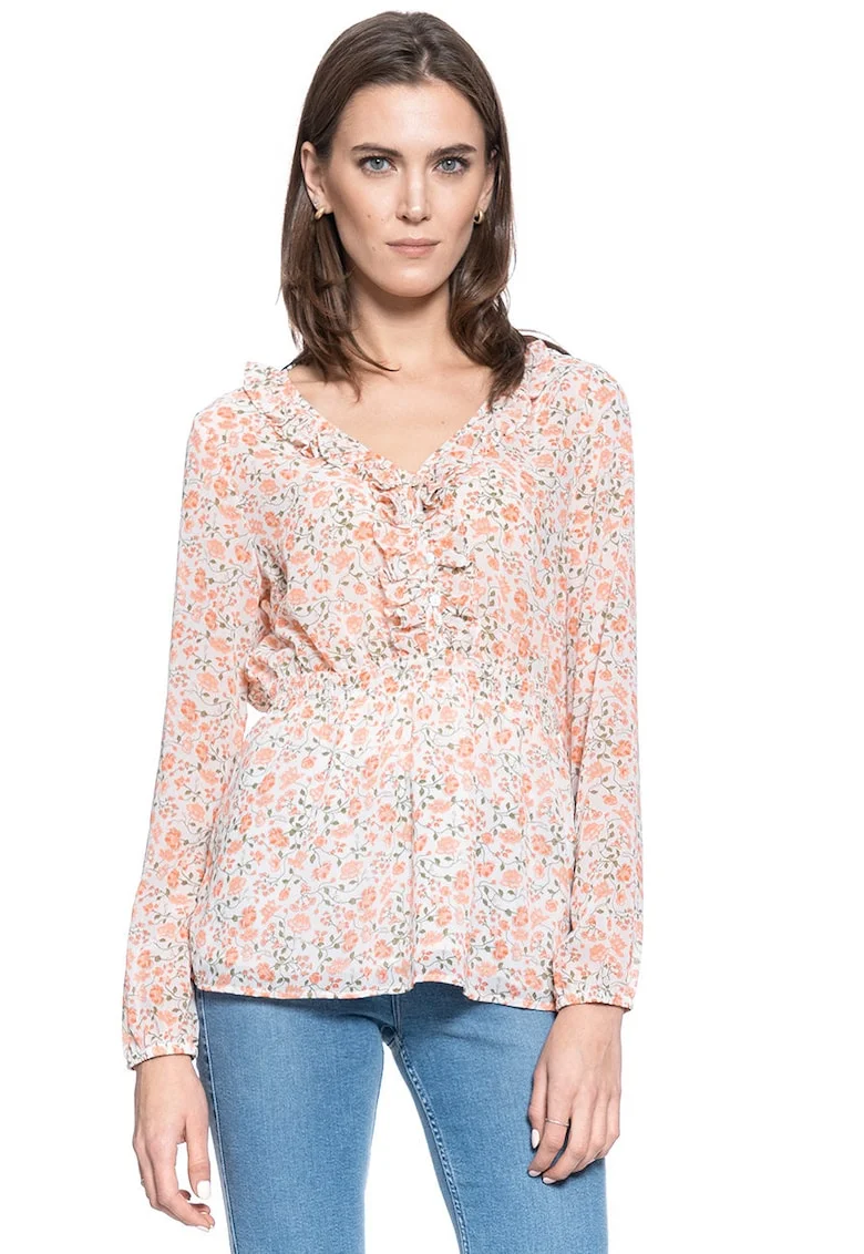 Bluza Dama,  Emma V Flounce, Croi Normal, Lejera, Inchidere: Nasturi, Compozitie Material: 100% Bumbac, M Intl, Multicolor