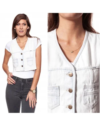 Vesta  Croi: Regular Fit, Inchidere: Nasturi, Numar Buzunare: 4, Compozitie Material: 100% Bumbac, M, Albastru, 1 Bucata