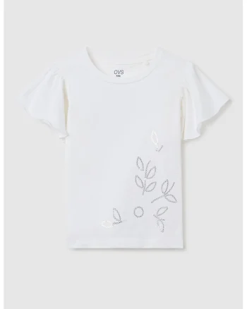 Tricou cu maneci cu volane, Gri deschis