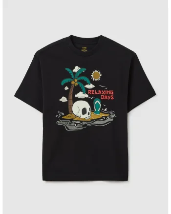 Tricou cu imprimeu grafic frontal, Negru