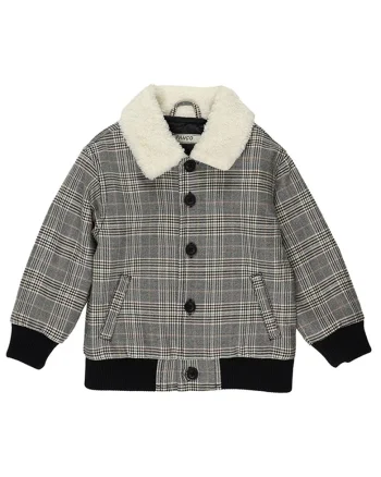 Geaca cu blanita si elastic in talie, model in carouri,  - Happy Camp, Negru & Gri, pentru baieti, Negru