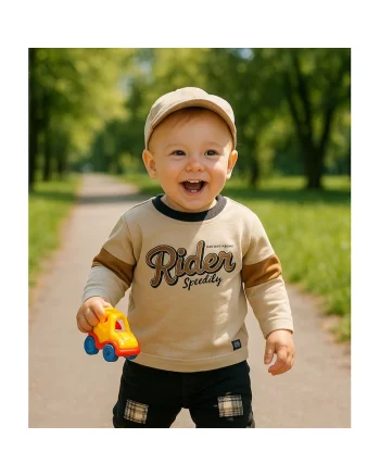 Bluza cu maneca lunga Rider,  - Road Legend, Bej, pentru baieti, Bej