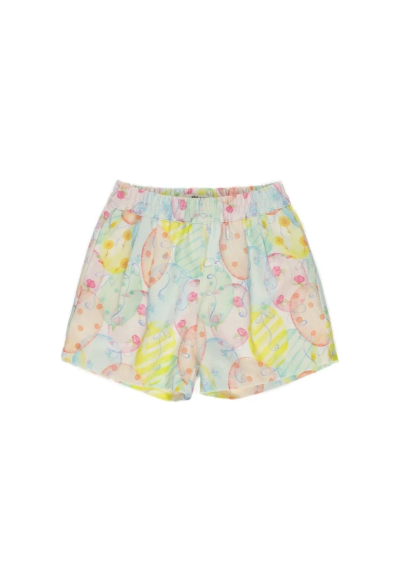 Pantaloni scurti cu imprimeu colorat  - Party Mood, Alb cu cercuri multicolore, pentru fetite, Alb
