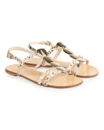 Sandale din piele cu model cu reptila,