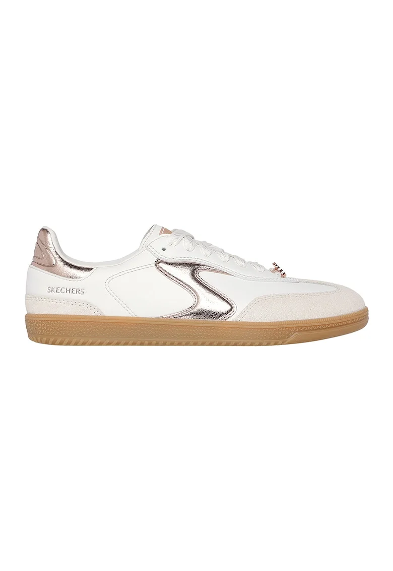 Pantofi sport de piele ecologica Hotshot, Alb/Auriu