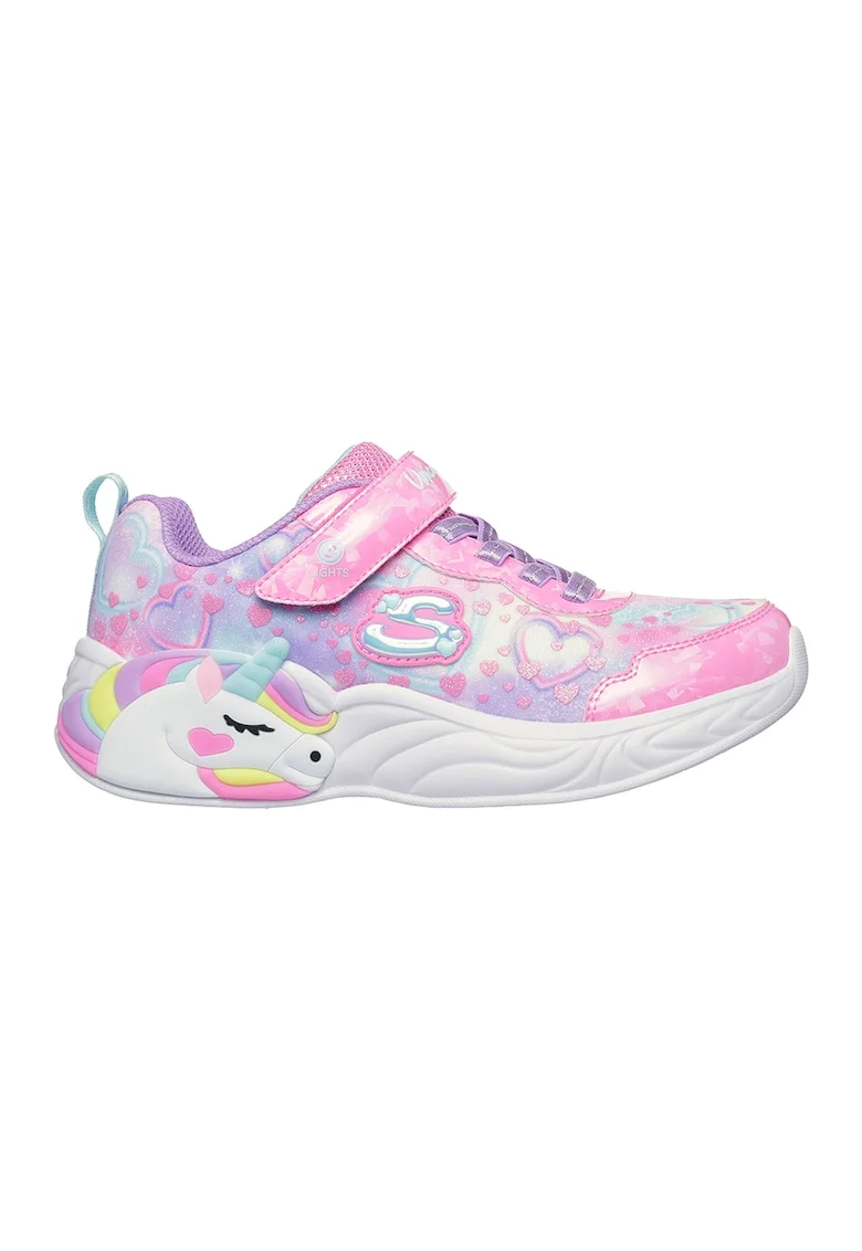 Pantofi sport Unicorn cu buton de pornire/oprire, Roz deschis/Lila