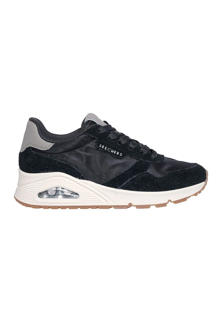 Pantofi sport din piele intoarsa cu garnituri din plasa Uno-vintage Dayz, Gri deschis/Negru stins/Bleumarin