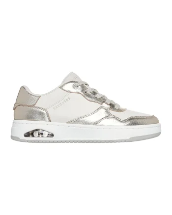 Pantofi sport din piele ecologica cu garnituri cu aspect metalizat Uno Ctrl Luxe Steps, Alb/Argintiu