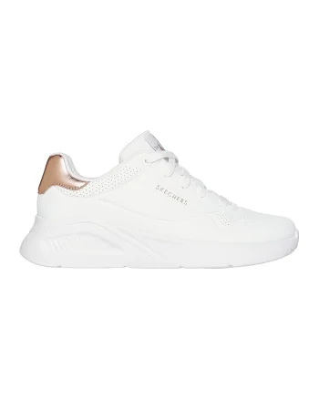 Pantofi sport Uno Lite - Shimmer Along cu garnituri cu aspect metalizat, Alb optic/Bronz