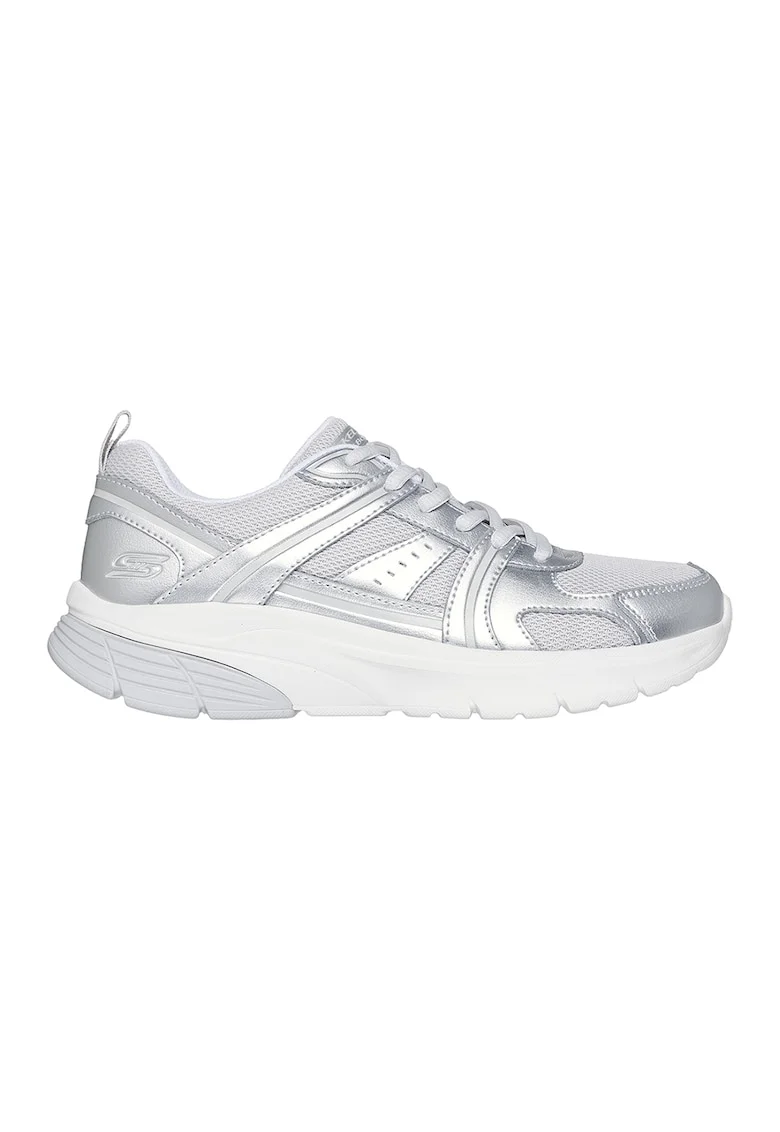 Pantofi sport Bobs Vamos de piele ecologica si plasa, Gri deschis/Argintiu