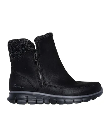 Ghete din piele ecologica cu fermoar Synergy Lovely Collab, Negru