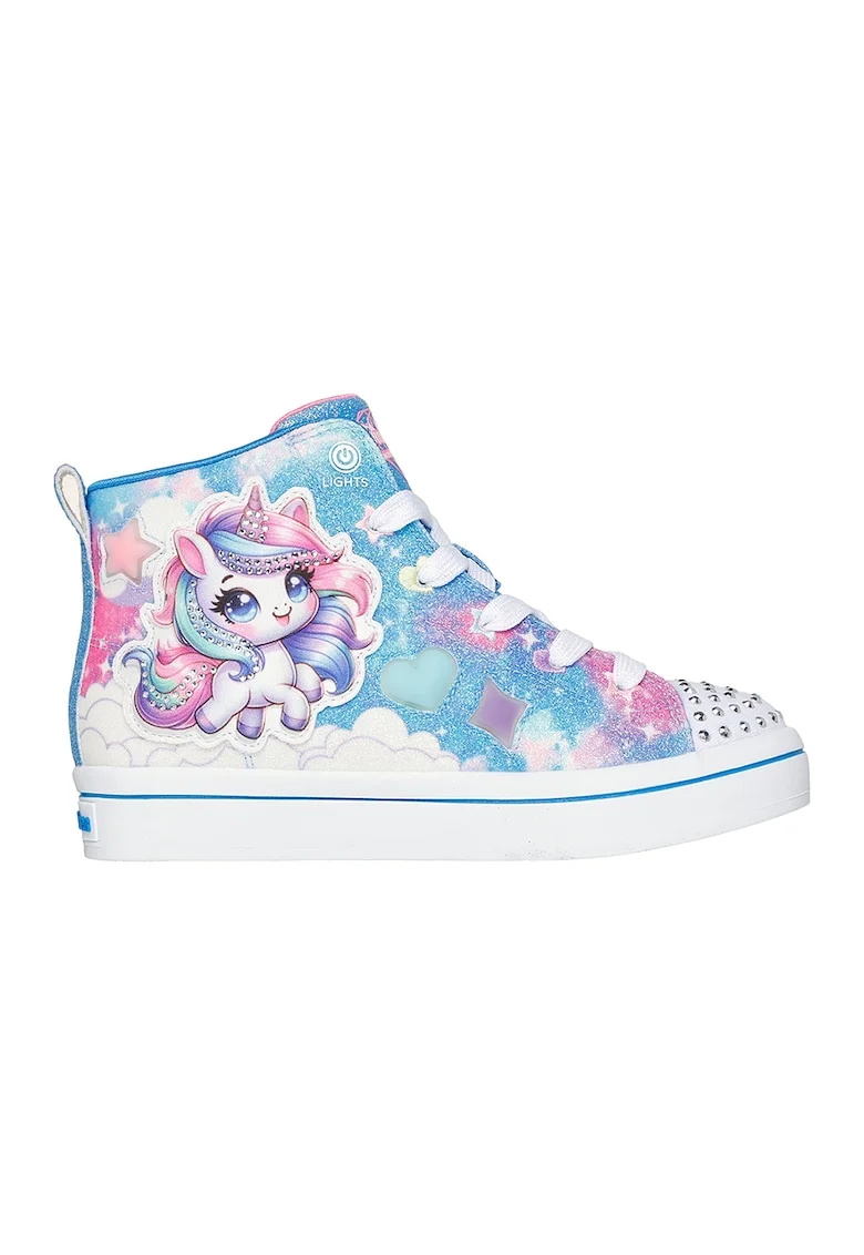 Tenisi mid-high cu lumini led Twinkle Toes Twi-Lites 2.0, Roz/Albastru