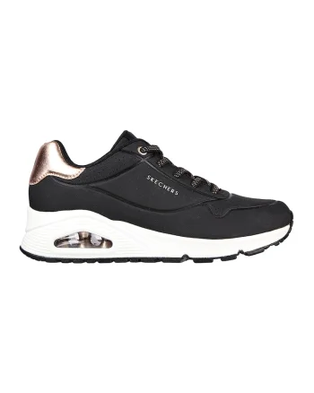 Pantofi sport de piele ecologica Uno Shimmer Away, Negru