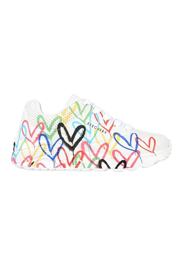 Pantofi sport cu imprimeu cu inimi Uno Lite - Spread, Alb/Galben/Albastru