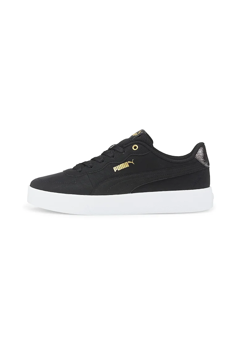 Pantofi sport low-top din piele ecologica Skye Clean Raw Metallic, Alb/Negru